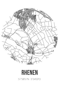 Rhenen 'in soyut sokak haritası Ren' in Utrecht belediyesinde yer almaktadır. Çizgileri olan şehir haritası