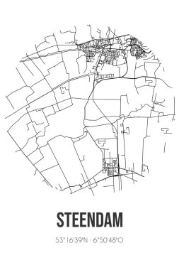 Steendam 'ın soyut sokak haritası Midden-Groningen' in Groningen belediyesinde yer almaktadır. Çizgileri olan şehir haritası