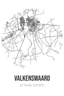 Valkenswaard 'ın soyut sokak haritası Valkenswaard' ın Noord-Brabant belediyesinde yer almaktadır. Çizgileri olan şehir haritası