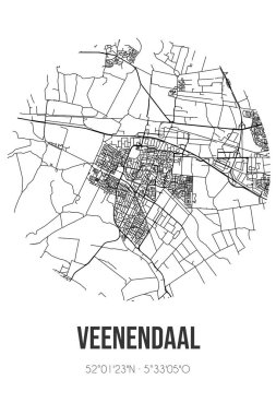 Veendaal 'ın Utrecht belediyesindeki Veendaal sokağının soyut haritası. Çizgileri olan şehir haritası