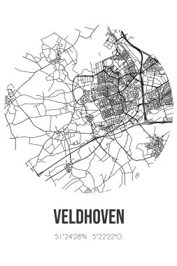 Veldhoven 'ın soyut sokak haritası, Veldhoven' ın Noord-Brabant belediyesinde yer alıyor. Çizgileri olan şehir haritası
