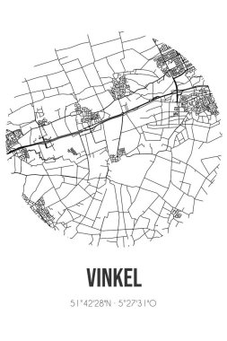 Vinkel 'in soyut sokak haritası, Hertogenbosch' un Noord-Brabant belediyesinde yer almaktadır. Çizgileri olan şehir haritası