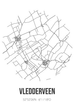 Westerveld 'in Drenthe belediyesinde Vledderveen' in soyut sokak haritası. Çizgileri olan şehir haritası