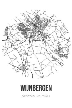 Montferland 'in Gelderland belediyesinde yer alan Wijnbergen' in soyut sokak haritası. Çizgileri olan şehir haritası