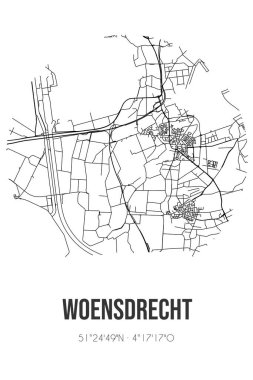 Woensdrecht 'in soyut sokak haritası Woensdrecht' in Noord-Brabant belediyesinde yer almaktadır. Çizgileri olan şehir haritası