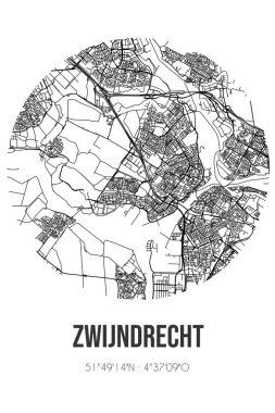 Zwijndrecht 'in soyut sokak haritası Zwijndrecht' in Zuid-Holland belediyesinde yer almaktadır. Çizgileri olan şehir haritası