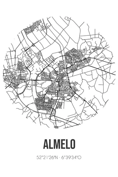 Almelo 'nun soyut sokak haritası Almelo' nun Overijssel belediyesinde bulunmaktadır. Çizgileri olan şehir haritası