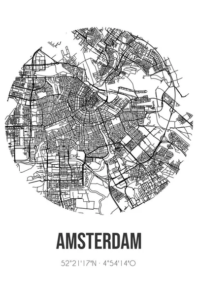 Amsterdam 'ın Noord-Holland belediyesinde bulunan soyut sokak haritası. Çizgileri olan şehir haritası