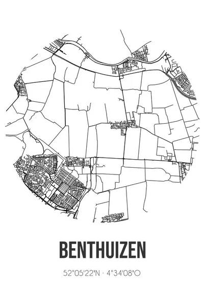 Benthuizen 'in soyut sokak haritası Zuid-Holland Alphen aan den Rijn belediyesinde yer almaktadır. Çizgileri olan şehir haritası