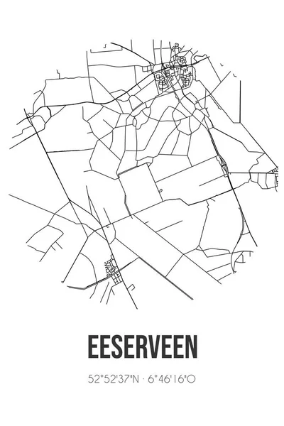 Αφηρημένος Οδικός Χάρτης Του Eeserveen Που Βρίσκεται Στο Δήμο Drenthe — Φωτογραφία Αρχείου