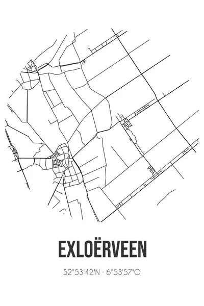 Αφηρημένος Οδικός Χάρτης Του Exloerveen Που Βρίσκεται Στο Δήμο Drenthe — Φωτογραφία Αρχείου