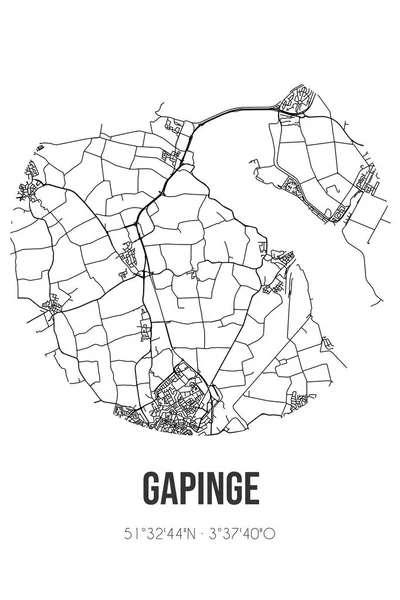 Absztrakt Utcai Térkép Gapinge Található Zeeland Önkormányzata Veere Várostérkép Vonalakkal — Stock Fotó