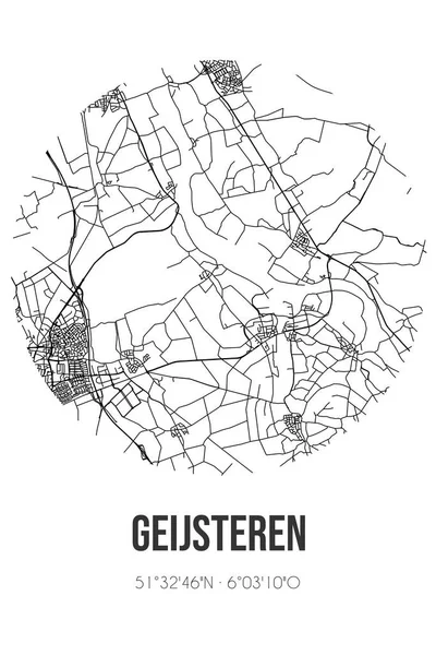 Venray Limburg belediyesinde bulunan Geijsteren 'in soyut sokak haritası. Çizgileri olan şehir haritası
