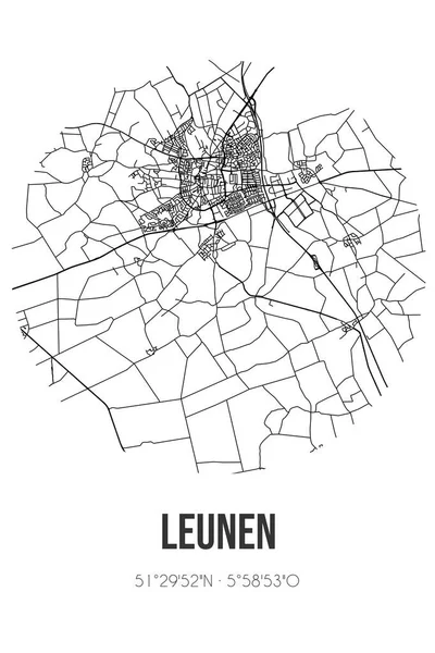 Leunen 'in soyut sokak haritası Venray Limburg belediyesinde yer almaktadır. Çizgileri olan şehir haritası