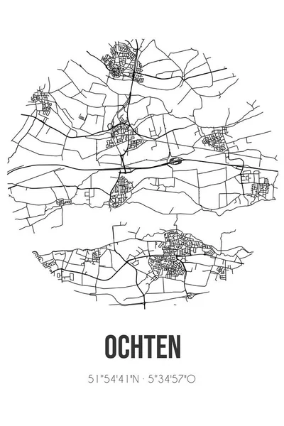 Αφηρημένος Οδικός Χάρτης Του Ochten Που Βρίσκεται Στο Δήμο Gelderland — Φωτογραφία Αρχείου