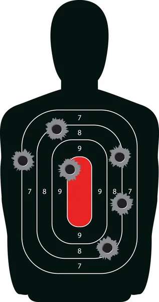 Silhouette Shooting Range Gun Target with Bullet Holes — Stock Vector