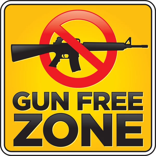 Gun Free Zone Assault Rifle Sign — Stock Vector