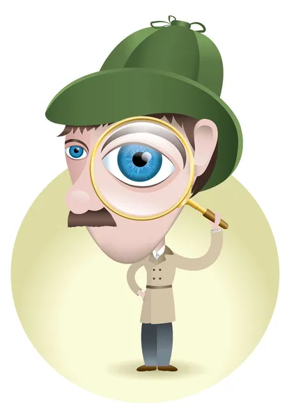 Detective Looking for Clues — Stock Vector