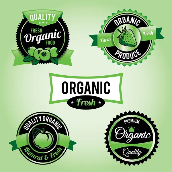 Organic Food Labels and Badges — Stock Vector