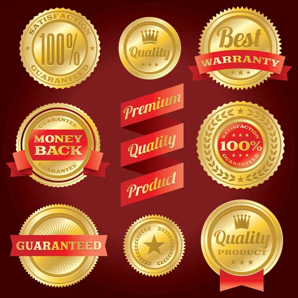 Satisfaction Guarantee and Warranty Badges and Labels — Stock Vector
