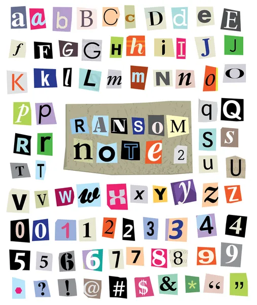 赎金 2 号-切纸字母、 数字、 符号 — 图库矢量图片