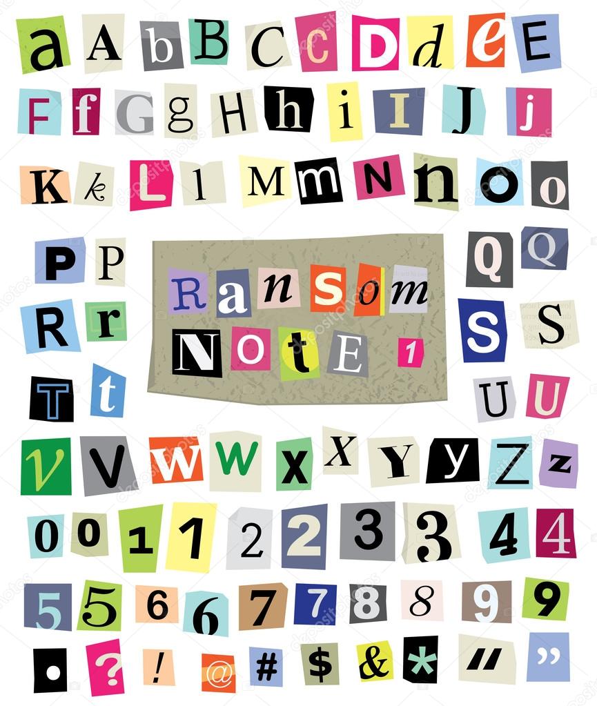 Ransom Note No. 1- Cut Paper Letters, Numbers, Symbols