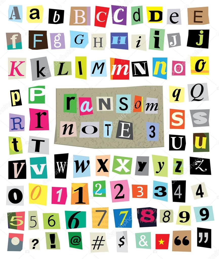 Ransom Note No. 3- Cut Paper Letters, Numbers, Symbols