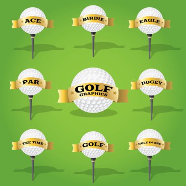 Golf topu ve afiş tasarım öğeleri