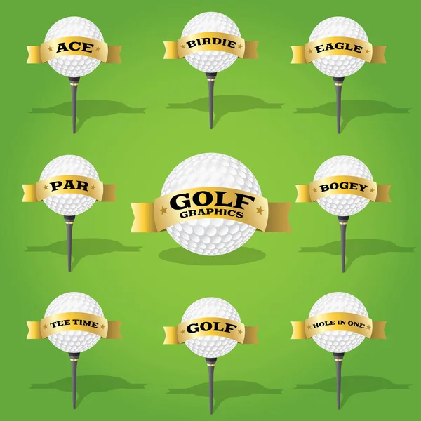Golfball und Bannerdesign-Elemente — Stockvektor