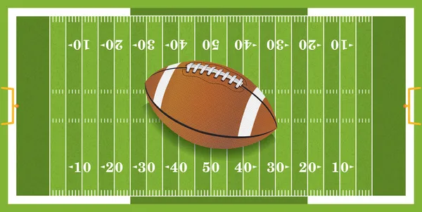 Football réaliste sur terrain de football texturé — Image vectorielle