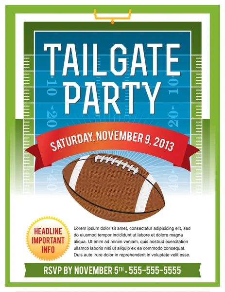 American Football Tailgate partito Flyer Design — Vettoriale Stock