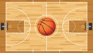 gerçekçi vektör basketbol sahası ve topu