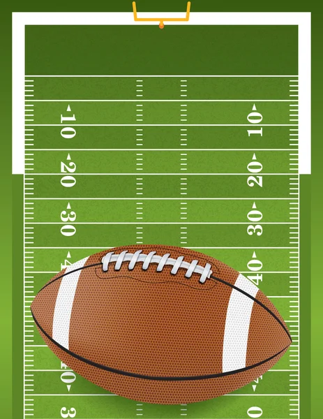 Realistic Football on Textured Football Field — Stock Vector
