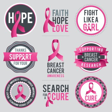 Breast Cancer Awareness Ribbons and Badges clipart