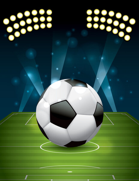 Векторный футбол - футбольный мяч на текстурированном поле
