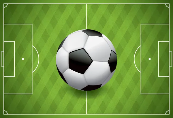 Ballon de football réaliste sur terrain texturé — Image vectorielle