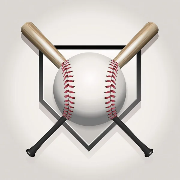 Baseball, Batte, Homeplate Illustration — Image vectorielle