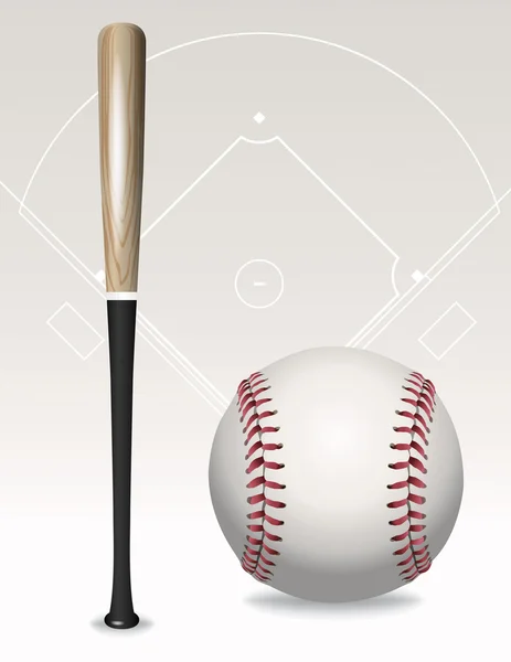 Baseball Bat, Bola, Elementos de campo —  Vetores de Stock