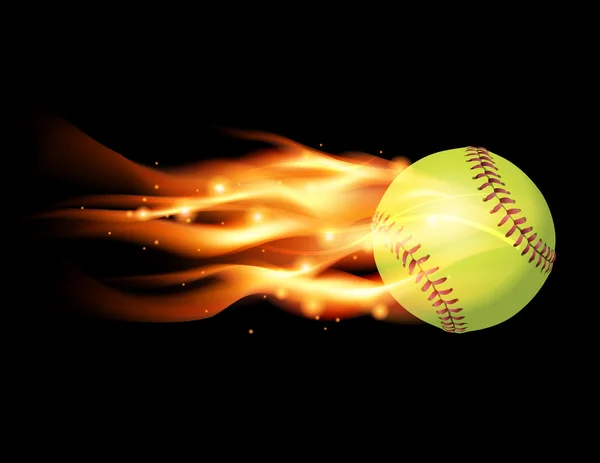 Flammande softball illustration — Stock vektor