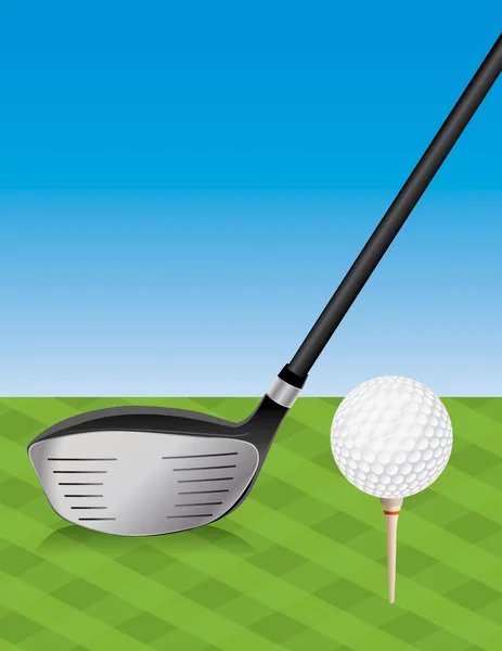 Golf Driver and Teed Ball — Stock Vector