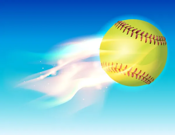 Flammande softball i himlen illustration — Stock vektor