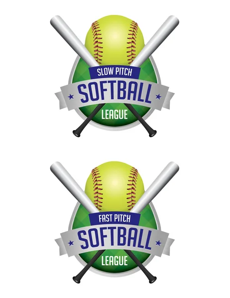 Herby ligi softball — Wektor stockowy