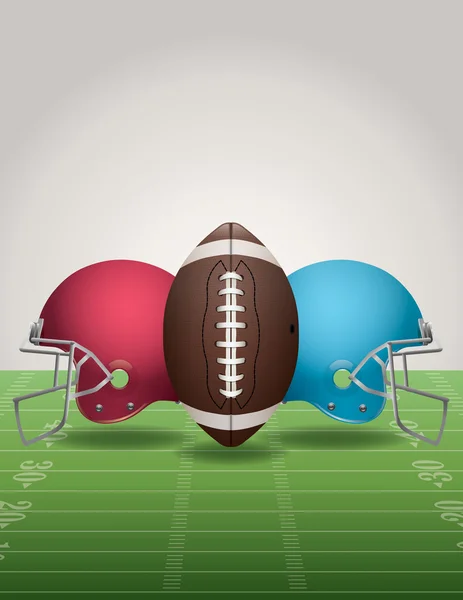 American Football Feld, Ball und Helme — Stockvektor