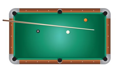 çizimde gerçekçi Bilardo Bilardo masası Yeşil Keçe