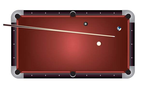 Realistic Billiards Pool Table Red Felt Illustration