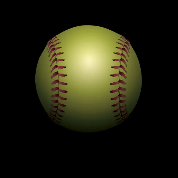 Softball na czarnym tle cień ilustracja — Wektor stockowy