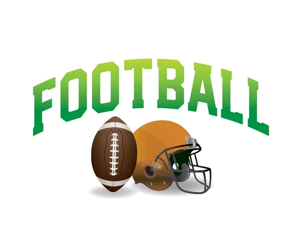 American Football Ball Helmet Word Art Illustration White Vector Eps — Stock Vector