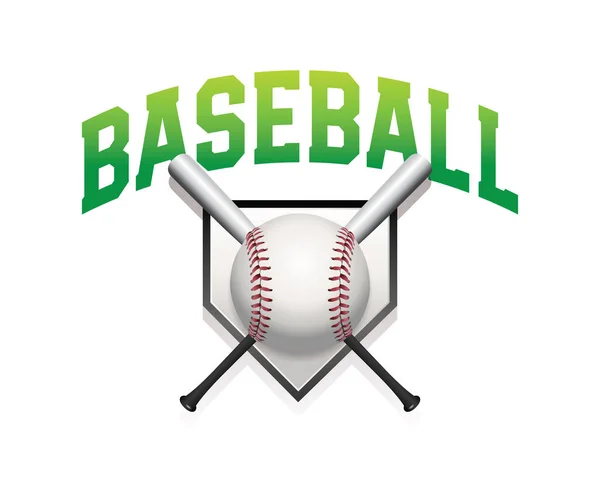 Parola Baseball Illustrata Con Una Mazza Una Palla Una Base — Vettoriale Stock