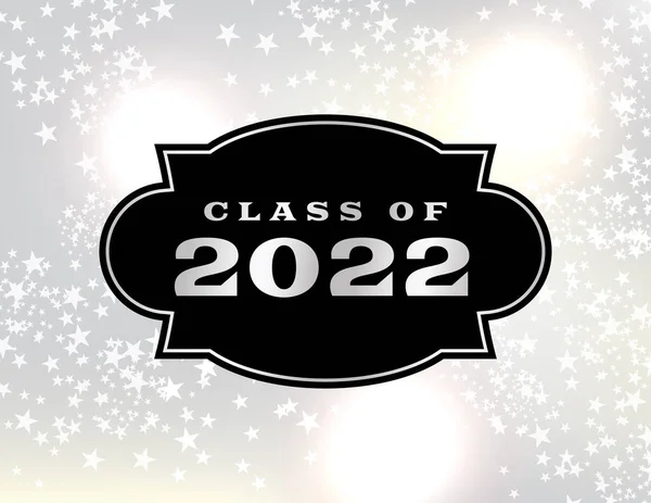Black Graduation Emblem Starry Silver Sparkle Sky Class 2022 Illustration — ストックベクタ