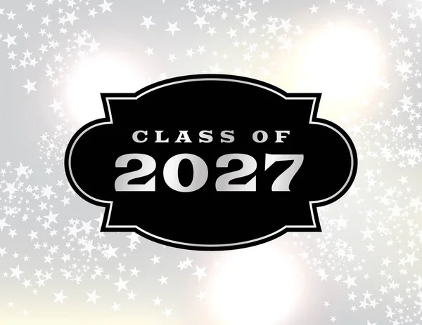 Black Emblem Starry Silver Sparkle Sky Class 2027 Illustration — Stockvektor